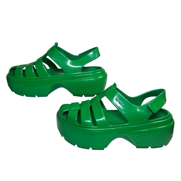 Crocs - Women’s ‘Stomp’ Fisherman High-Shine Platform Sandals - Green Ivy Size 9 - Picture 11 of 16